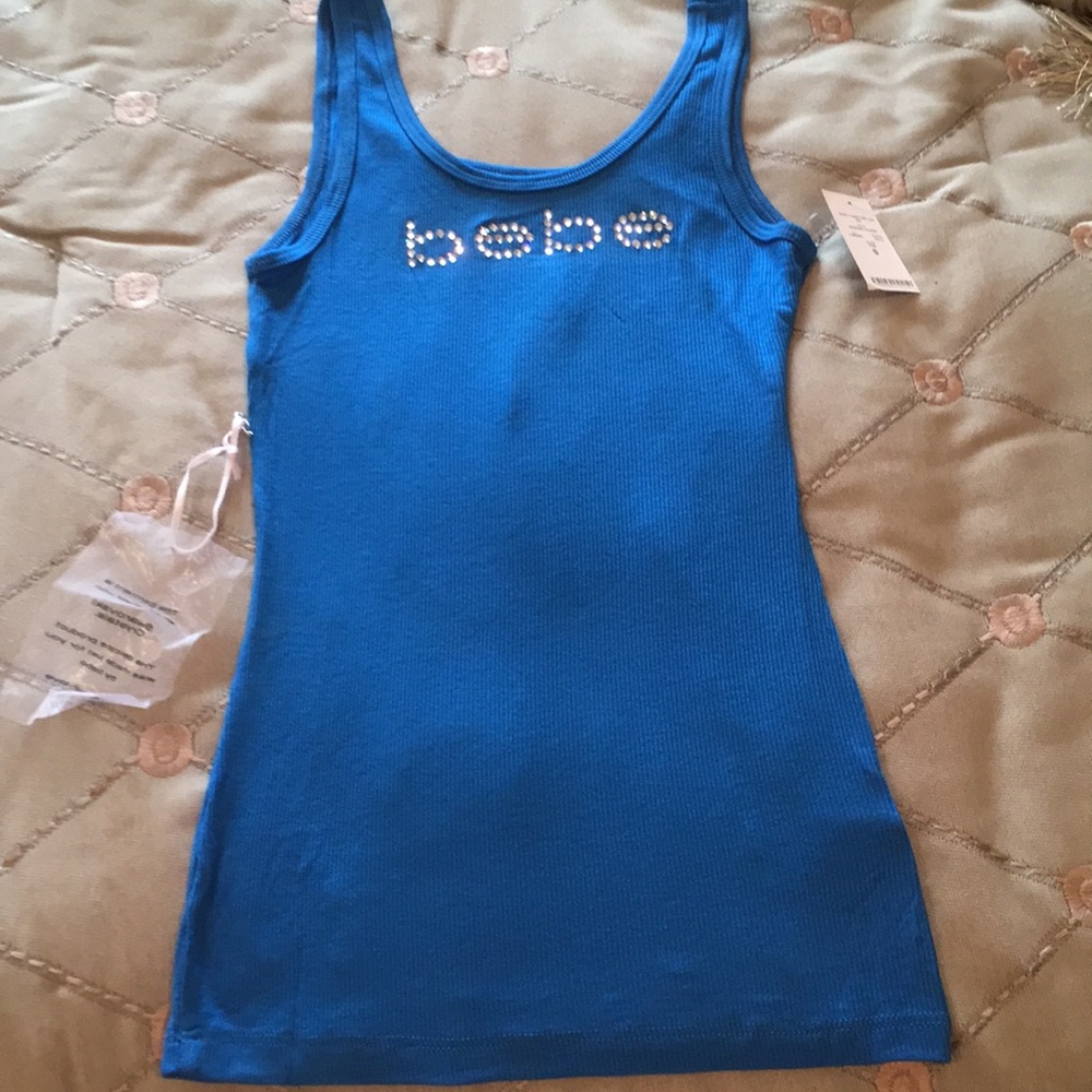 Bebe royal blue scoop neck crystal tank top
